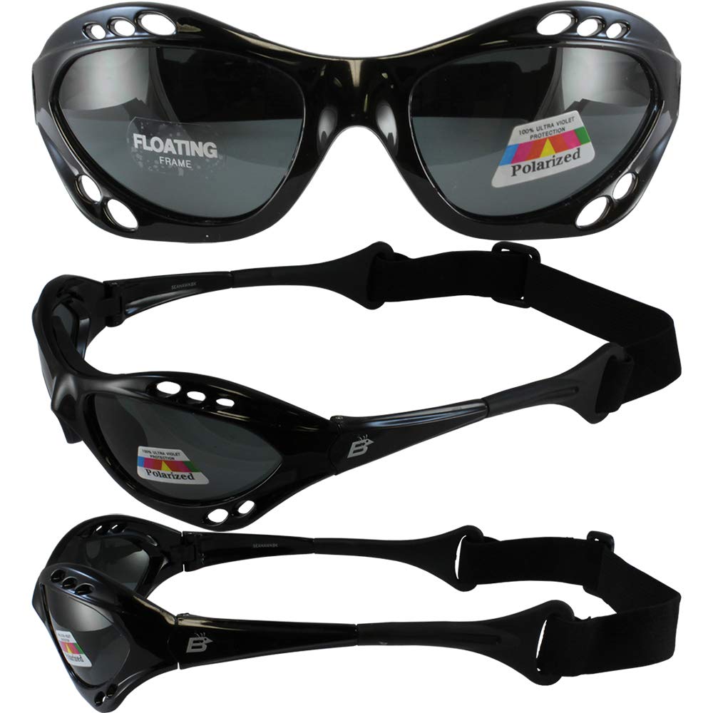 Birdz 3 Pairs of Seahawk Polarized Padded Sunglasses - Black Frames with Smoke, Blue & Red Lenses