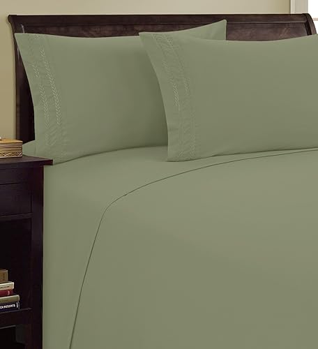 Elegant Comfort 1800 Premier Chain Design Hotel Quality Luxurious Silky Soft Wrinkle & Fade Resistant 4 pc Sheet Set, Deep Pocket Up to 16" Queen