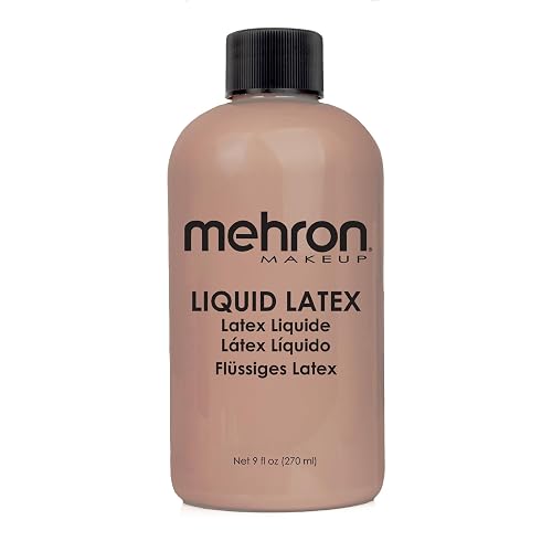 Mehron Makeup Liquid Latex | SFX Makeup | Halloween Latex Makeup | Latex Glue for Skin | Prosthetic Glue 9 fl oz (266 ml) (Dark Flesh)