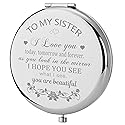 GAOLZIUY Compact Mirror Gifts from Sister, Silver Compact Mirror for Big/Litter Sister, Birthday Gifts for Sister Graduation, Valentine, Mothers Day