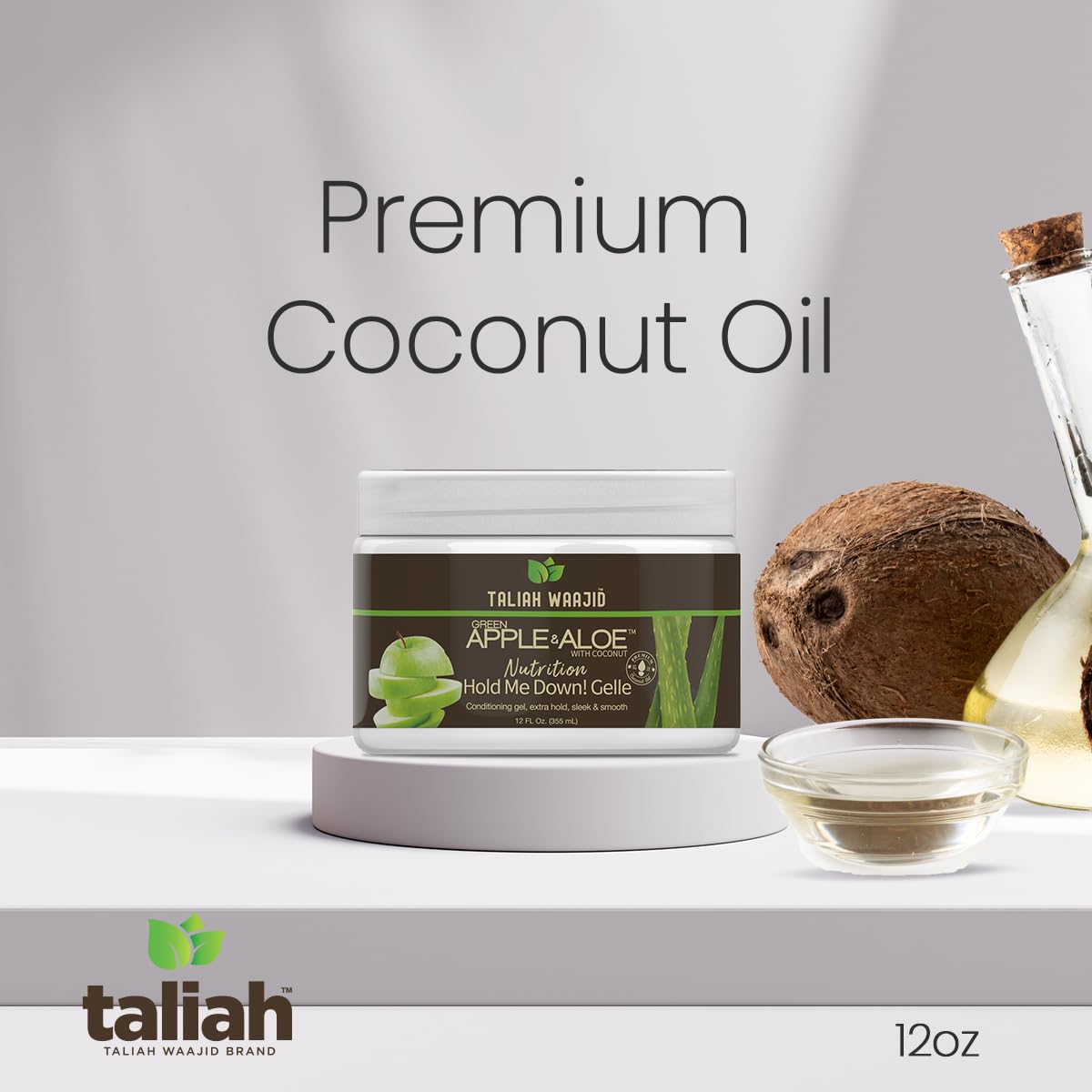 Taliah Waajid Green Apple & Aloe Curl Definer โ pH Balanced, Strengthening, Curl Enhancing Cream with Coconut Oil โ Paraben Free, 12oz (T124)