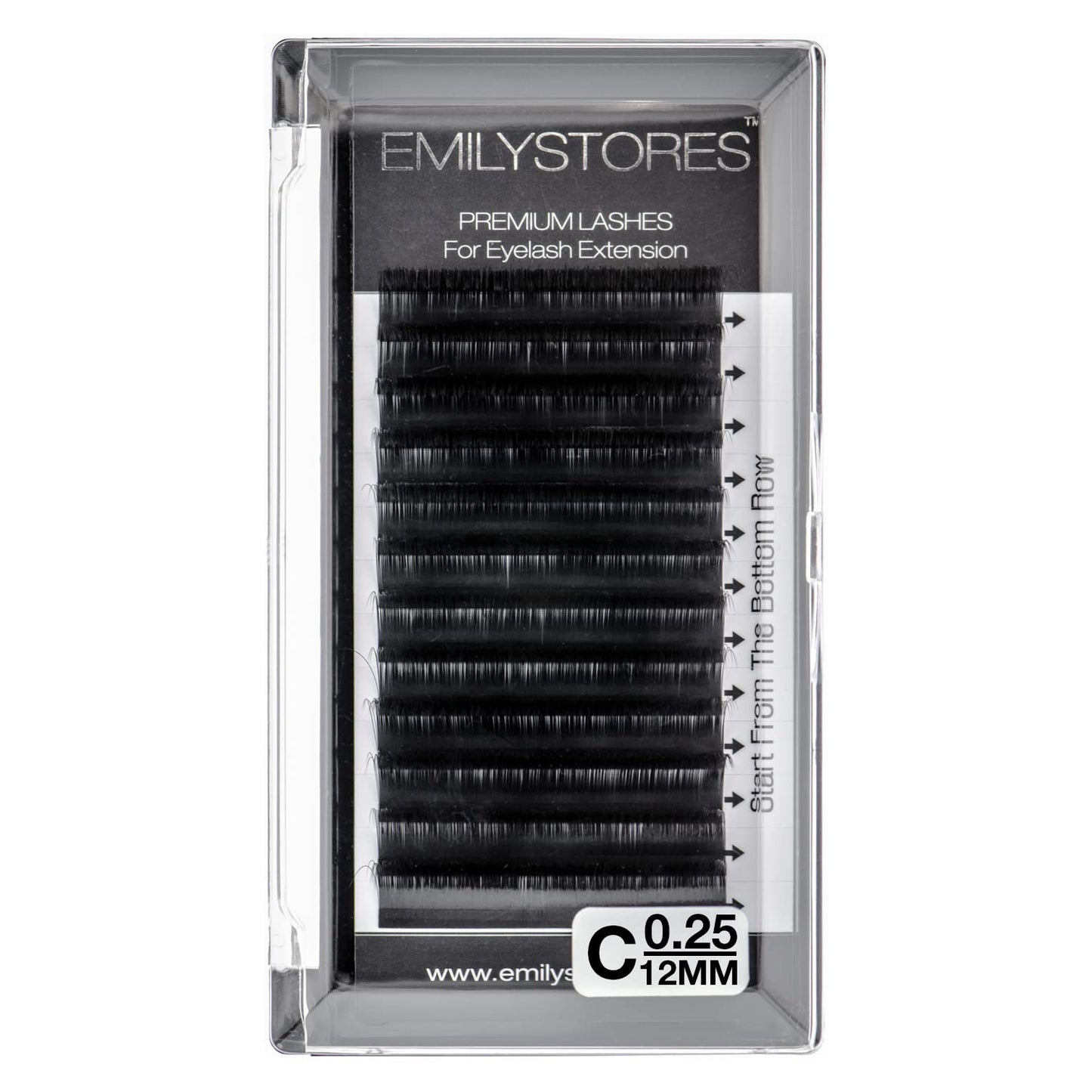 EMILYSTORES Eyelash Extensions 0.25mm Thickness C Curl 12mm Length For Lash Extensions Volume Individual Semi-Dull Black Eyelashes(0.25,C,12mm)