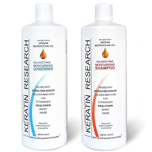 Sulfate Free Shampoo & Conditioner 2x 1000ml Bottles Value Set infused with Moroccan Argan Oil, By Keratin Research post keratin treatment shampoo