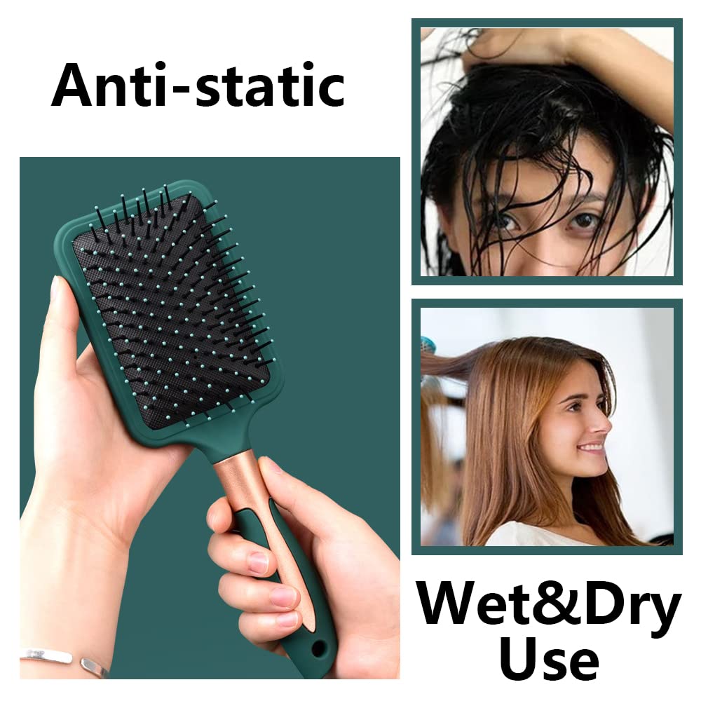 4 Pcs Hair Brush Set,Anti Static Massage Oval Comb,Detangling Brush Round Hair Brush Vent Hair Brush,Flexible Soft Pin Bristles for Long Thick Curly