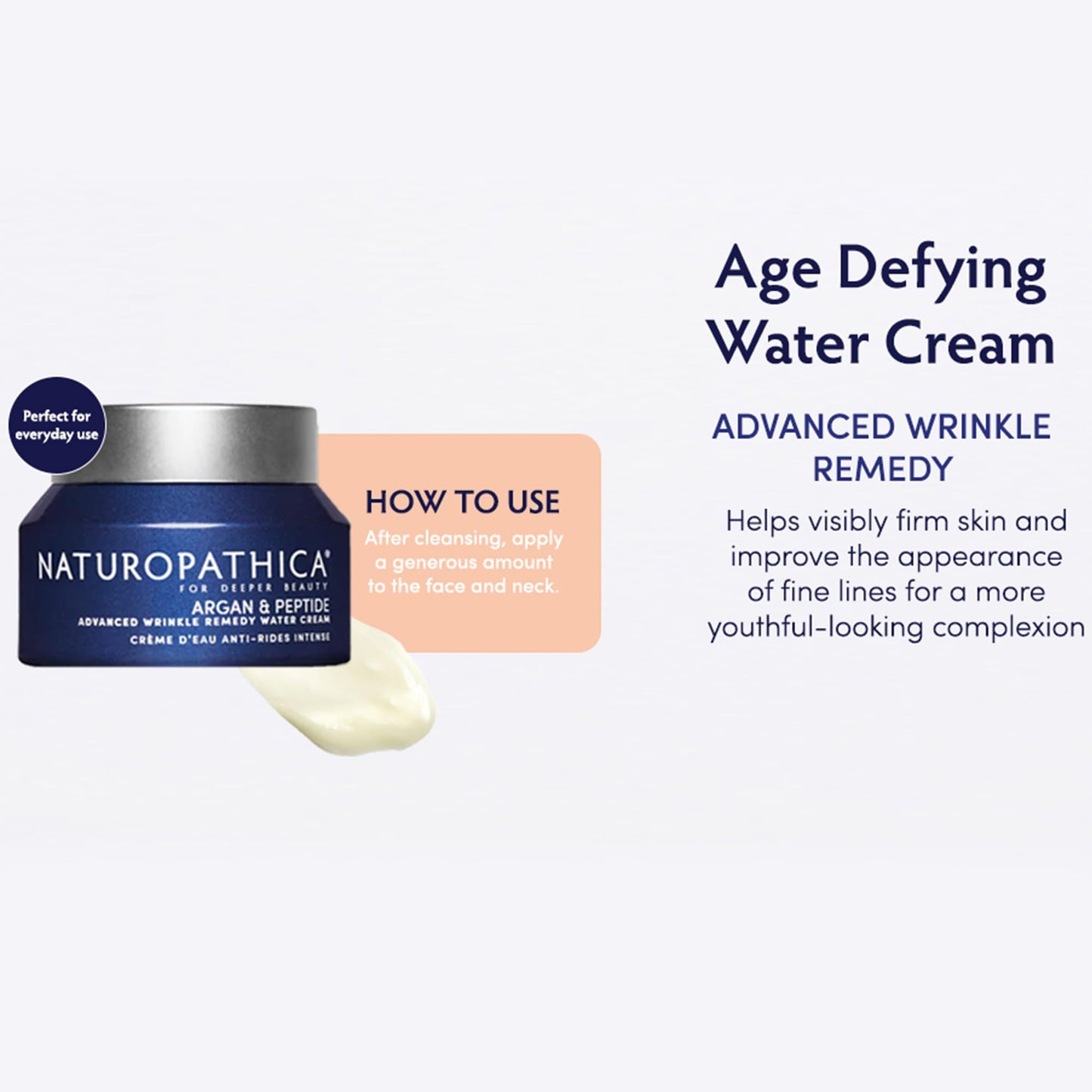 Naturopathica Argan & Peptide Advanced Wrinkle Remedy Water Cream, Anti-Aging Daily Facial Moisturizer for Normal and Mature Skin, Firming Face Cream