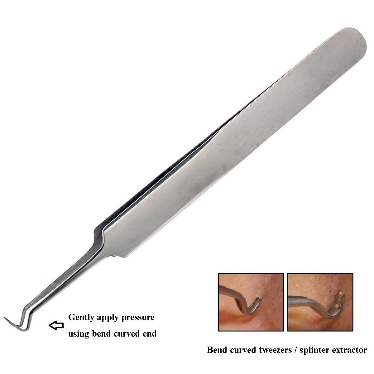 BEUKING Acne Blemish Blackhead Comedone Stainless Steel Nipper Blemish Extractor Tool for Remove Blackhead Acne Whitehead Pimple Bend Curved Tweezers