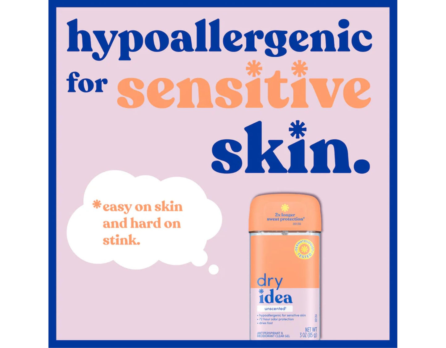 DRY IDEA Advanced Dry Unscented Antiperspirant & Deodorant Clear Gel, 3 Oz (Pack of 3)