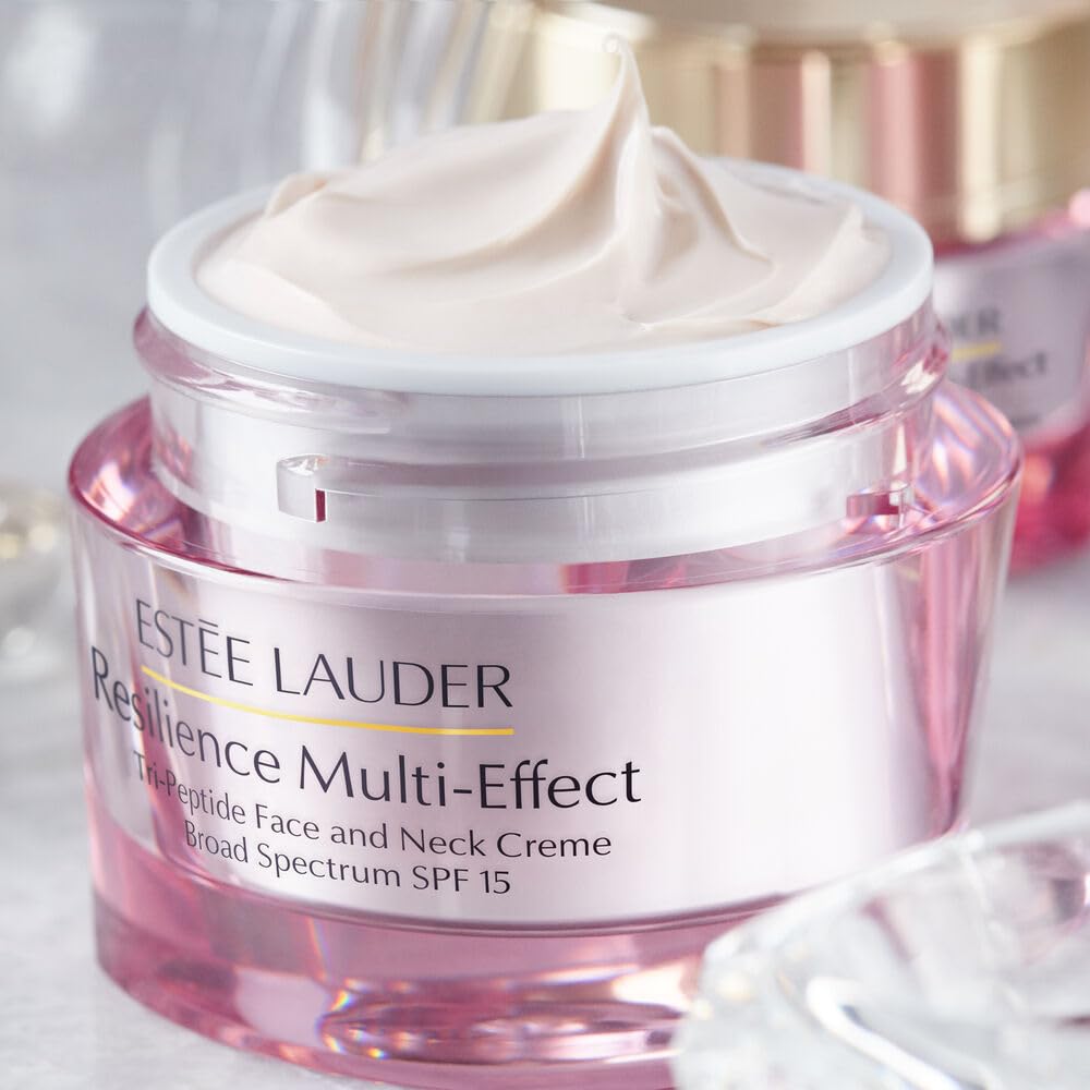 Estée Lauder Resilience Multi-Effect Tri-Peptide Face and Neck Cream Moisturizer SPF 15 For Dry Skin| Plumping & Anti-Aging, 1.7 Ounce