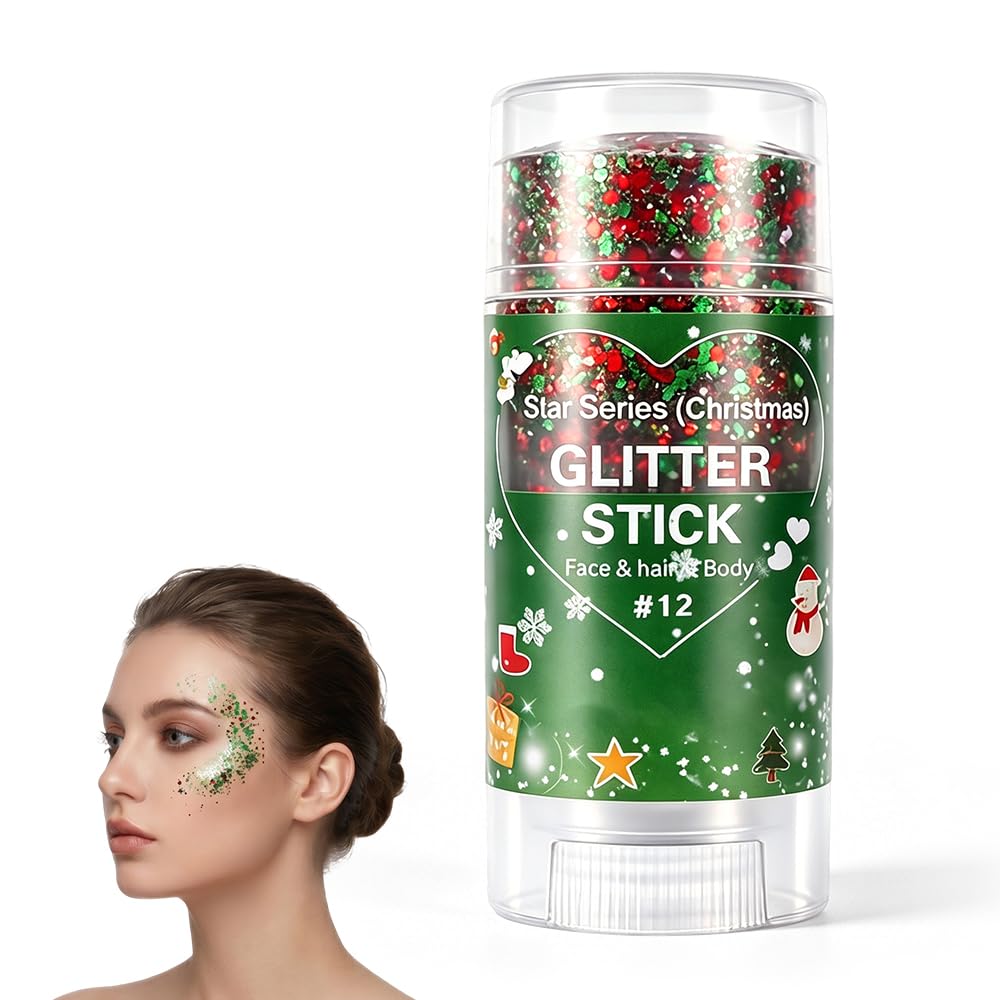 4th of July Glitter Stick, Patriotic Red White and Blue Face Hair Body Glitter Stick, 4th of July Outfits for Women Men, Sparkling Glitter Makeup