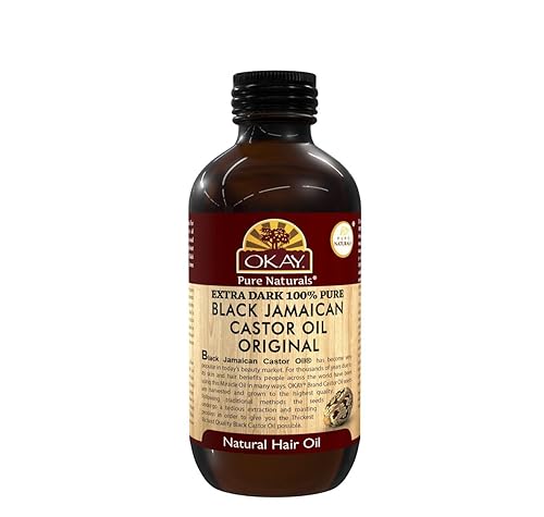 OKAY Pure Naturals Black Jamaican Castor Oil - Castor Oil for Hair Health, Moisture for Skin, Body, Scalp, Eyelashes, Eyebrows, for Men & Women - 4 oz