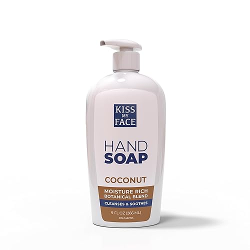 Kiss My Face Coconut Hand Soap, Tropical Moisture Cleanse, With Added Yarrow And Coconut Water, Easy To Use Hand Soap Pump, Coconut Scented, Cruelty