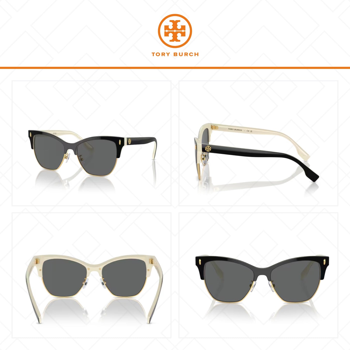 Tory Burch TY7199 198887 53MM Black/Dark Grey Cat Eye Sunglasses for Women +BUNDLE with ACCESSORY EYEWEAR KIT