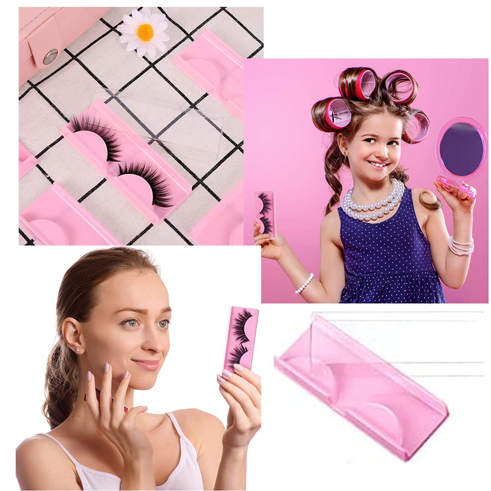 LapangZi 50Pcs False Eyelash Case Lash Boxes Packaging Wholesale Eyelash Holder Storage Box Empty Plastic Case Unit Container Makeup Organizer