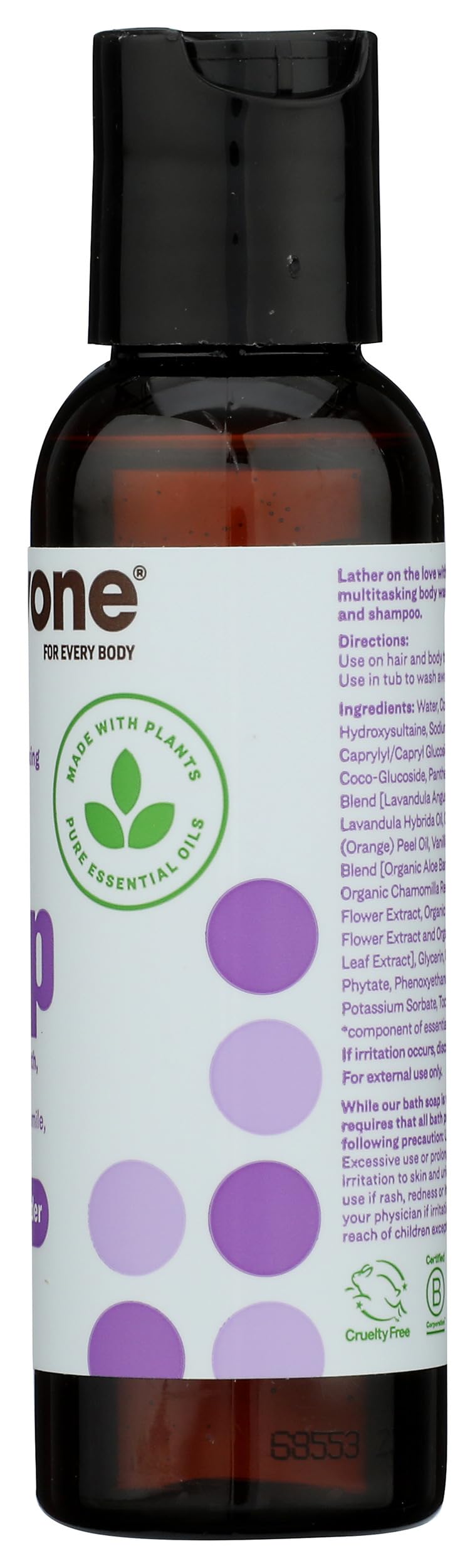 Everyone 3-in-1 Soap Body Wash, Bubble Bath, Shampoo, Travel Size, 2 Ounce (Pack of 1), Vanilla and Lavender, made with Essential Oils for Men