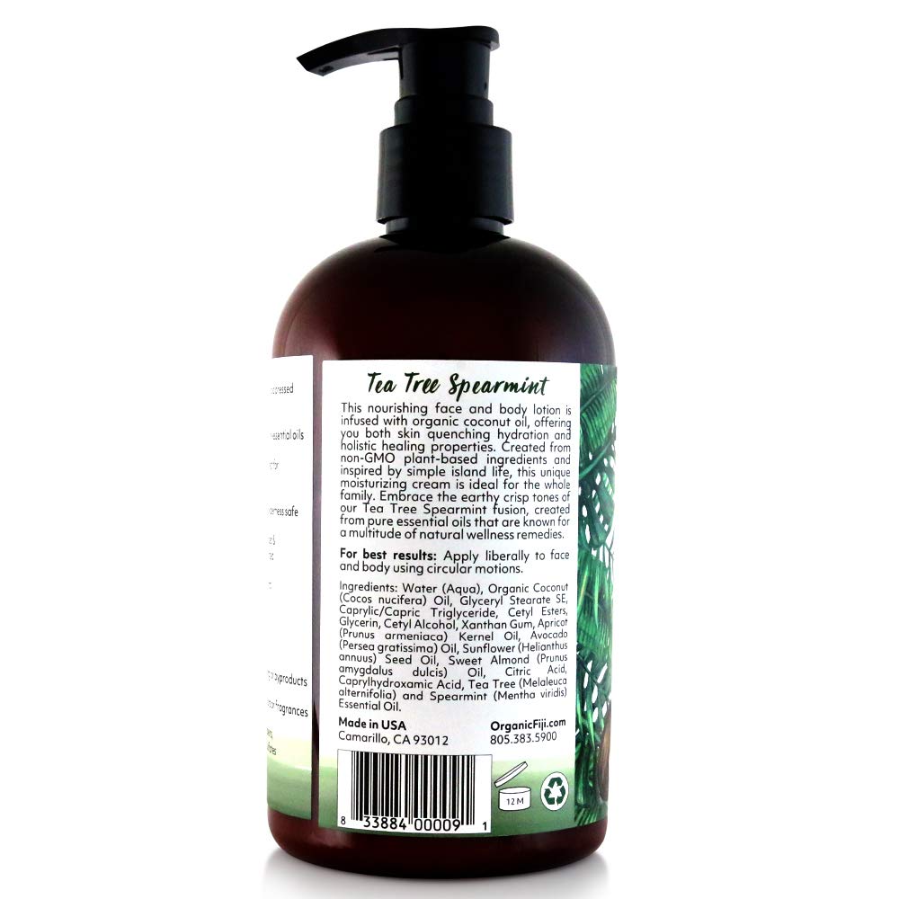 Coco Fiji Face & Body Lotion Infused With Coconut Oil | Lotion for Dry Skin | Moisturizer Face Cream & Massage Lotion for Women & Men | Tea Tree