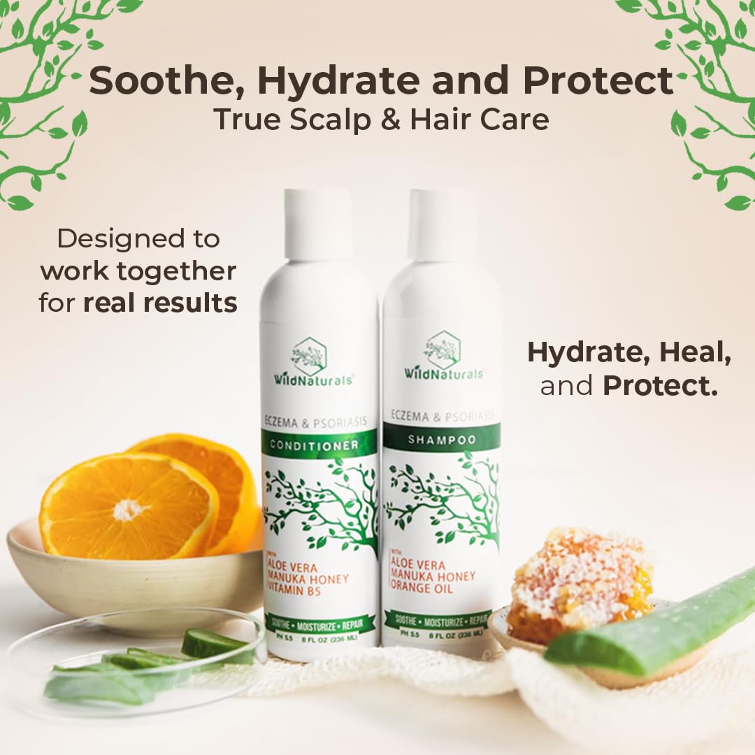 Anti-Dandruff & Seborrheic Dermatitis Treatment Shampoo & Conditioner Set for Men & Women - For Itchy, Dry Scalp and Hair with Psoriasis & Eczema