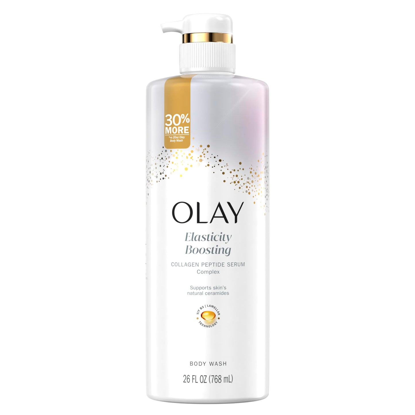 Olay Body Wash for Women, Elasticity Boosting, Collagen Peptide Serum Complex, Renews Moisture, Free of Parabens & Phthalates, Vitamin B3 Lameller