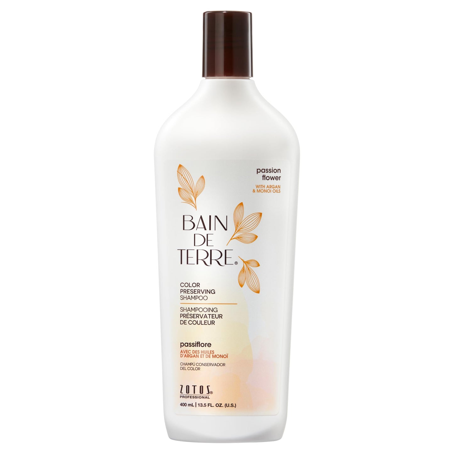 Bain de Terre Passion Flower Color Preserving Shampoo, for Vibrant Color & Protection from Fading, with Argan & Monoi Oils, Paraben-free, Vegan, 13.5