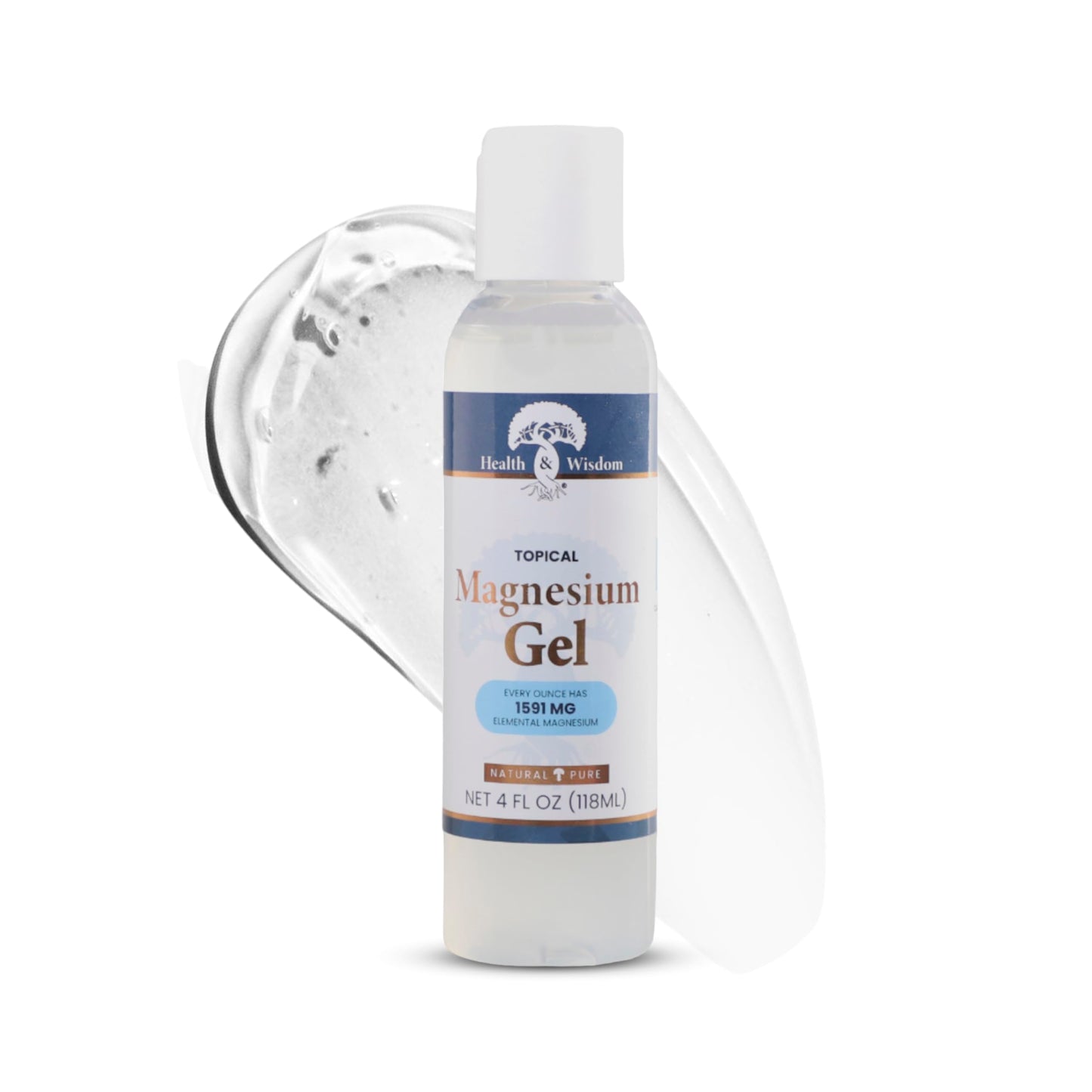Health & Wisdom Pure Magnesium Gel with Seaweed Extract - USP Grade Topical Muscle & Joint Relief- Natural and Pure Skin & Scalp Moisturizing
