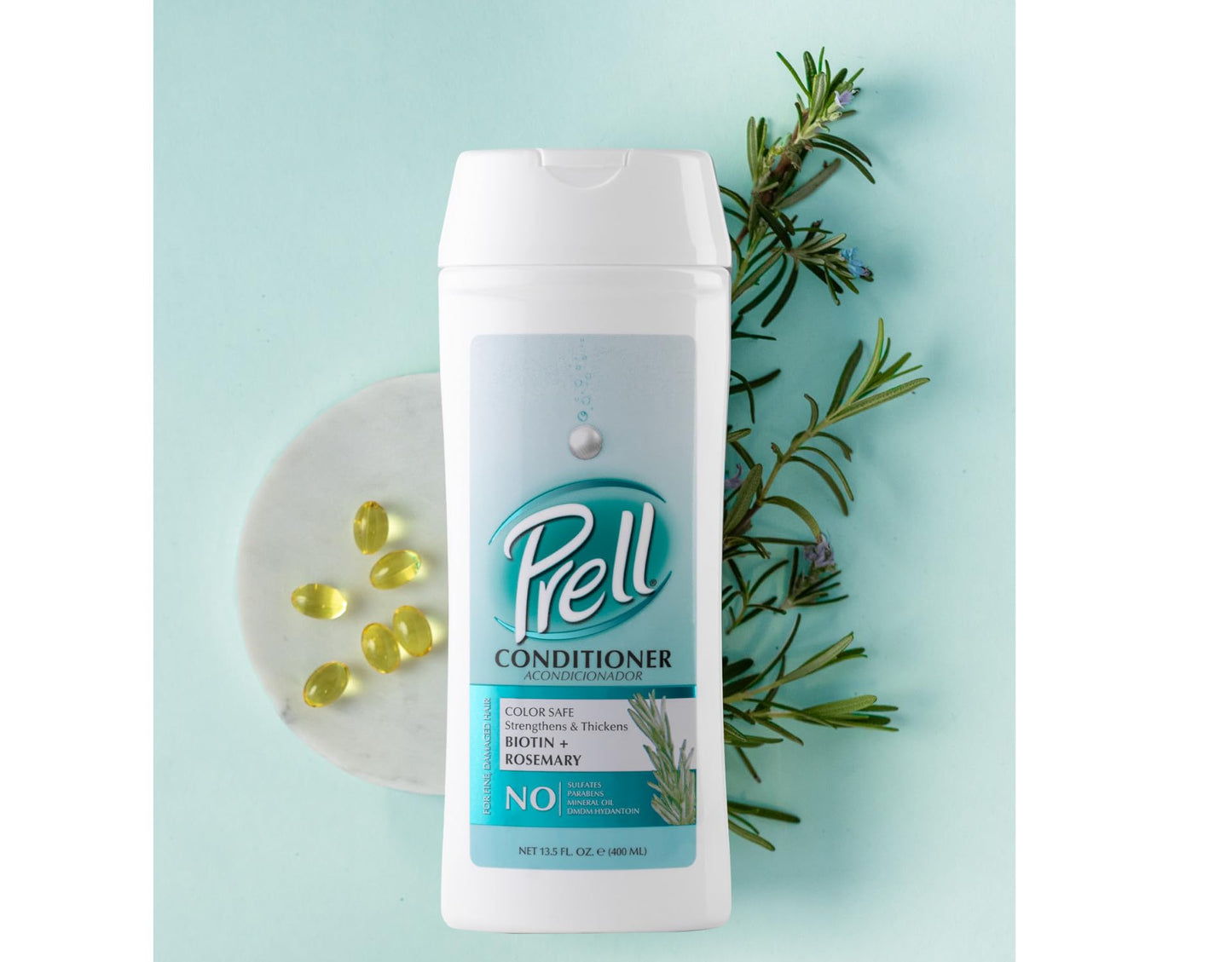 Prell Biotin & Rosemary Shampoo + Conditioner Set - Strengthens, Thickens & Revives Fine or Damaged Hair | Color-Safe Formula | 13.5 fl oz