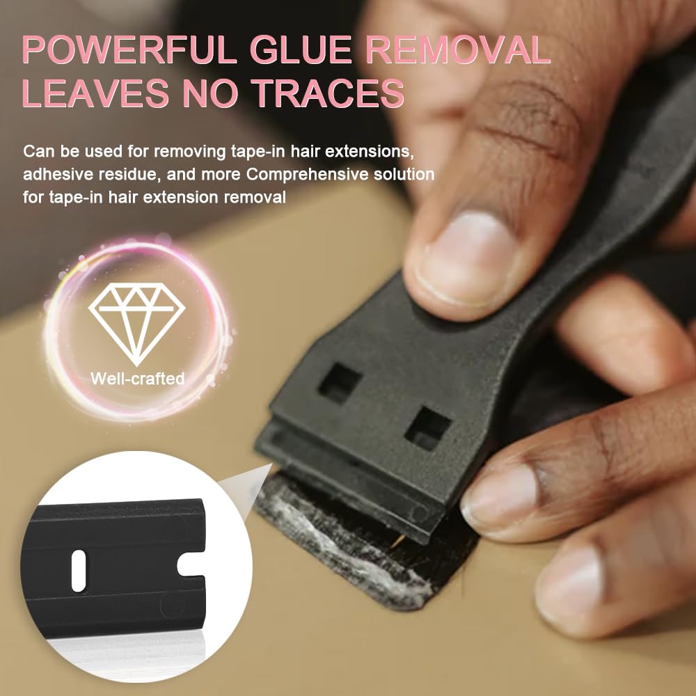 Hair Extension Tool for Tape In Extensions 50Pcs Plastic Razor Blade Double Edged Scraper Blades for Sticker Scraper Tool Hair Extension Tape Remover Beauty and Personal Care Hair Want