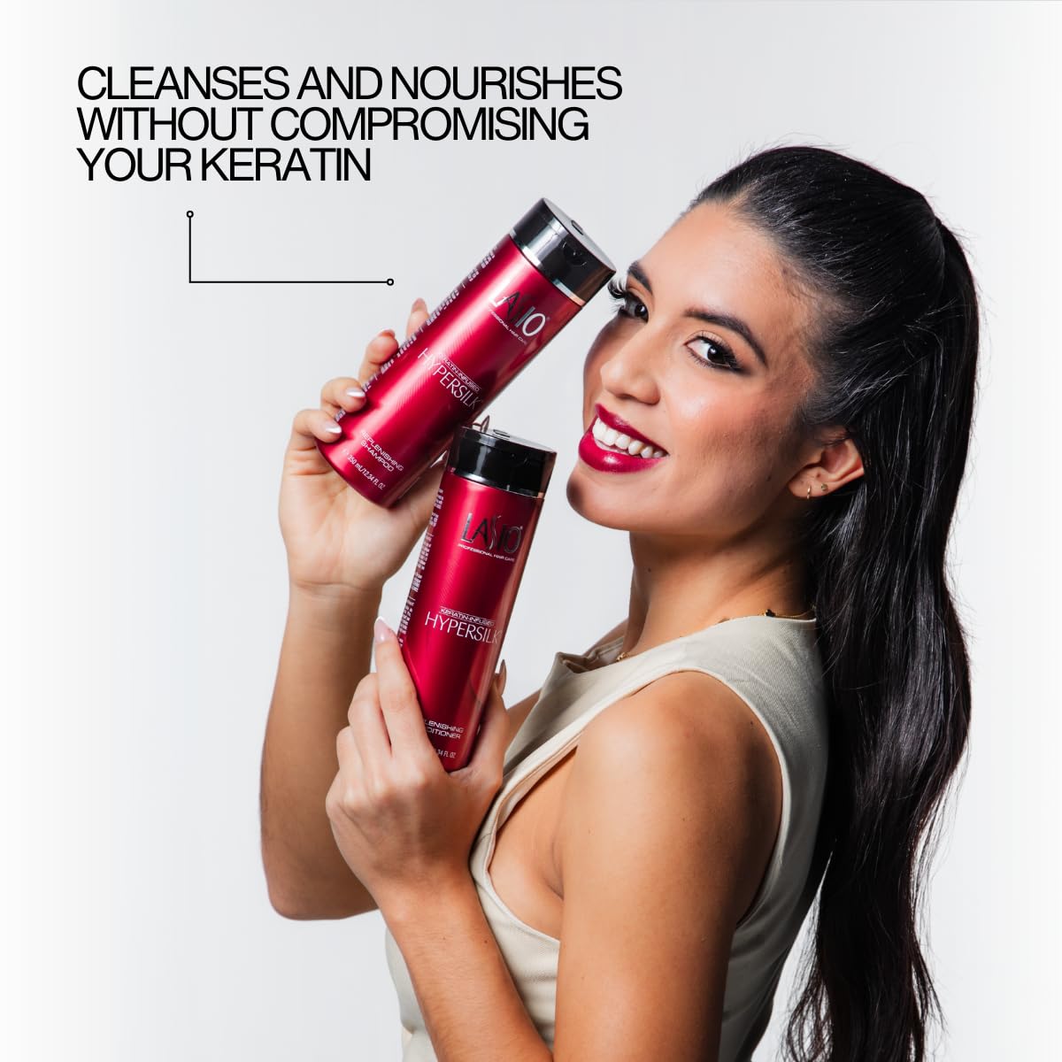 Lasio Replenishing Shampoo and Hair Conditioner Set with Amber Extract, Keratin & Jojoba Oil - Nourishing, Repairing, and Hydrating Formula for Soft