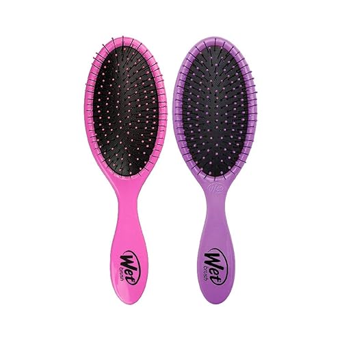 Wet Brush Original Detangler Hair Brush 2-Pack, Pink & Purple, Perfect Stocking Stuffer Set for Women & Men, Ultra-Soft IntelliFlex Bristles for Wet