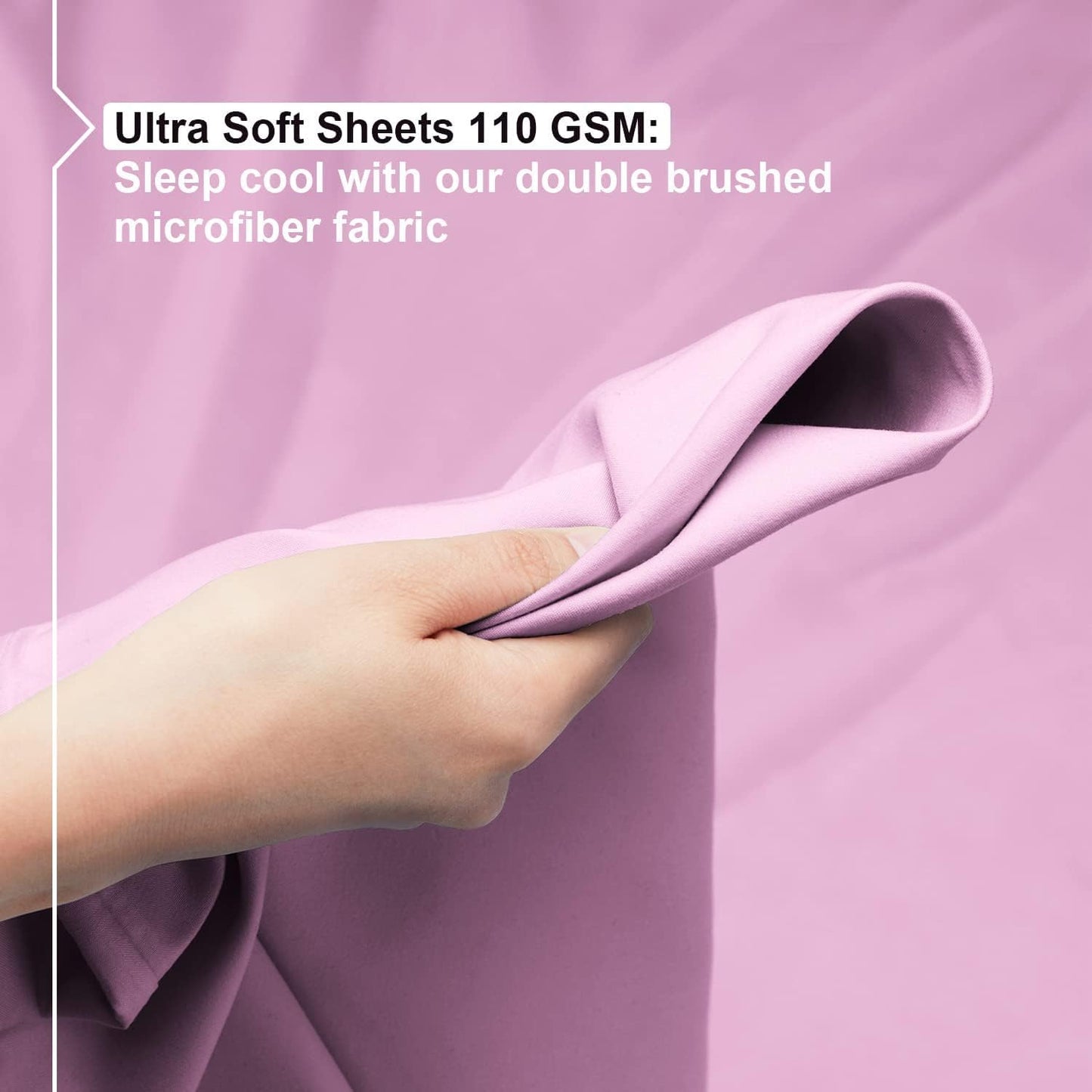 Empyrean Twin Sheets Set - 110 GSM 4 Piece Bed Sheets for Twin Size Bed, Double Brushed Twin Size Sheets, Soft Bedding Sheets & Pillowcases - Lavender