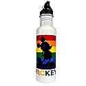 Jerry Leigh 2022 Mickey Mouse Gay Pride Water Bottle, Disney Rainbow Souvenir Collectible Aluminum Drinking Cup with Lid