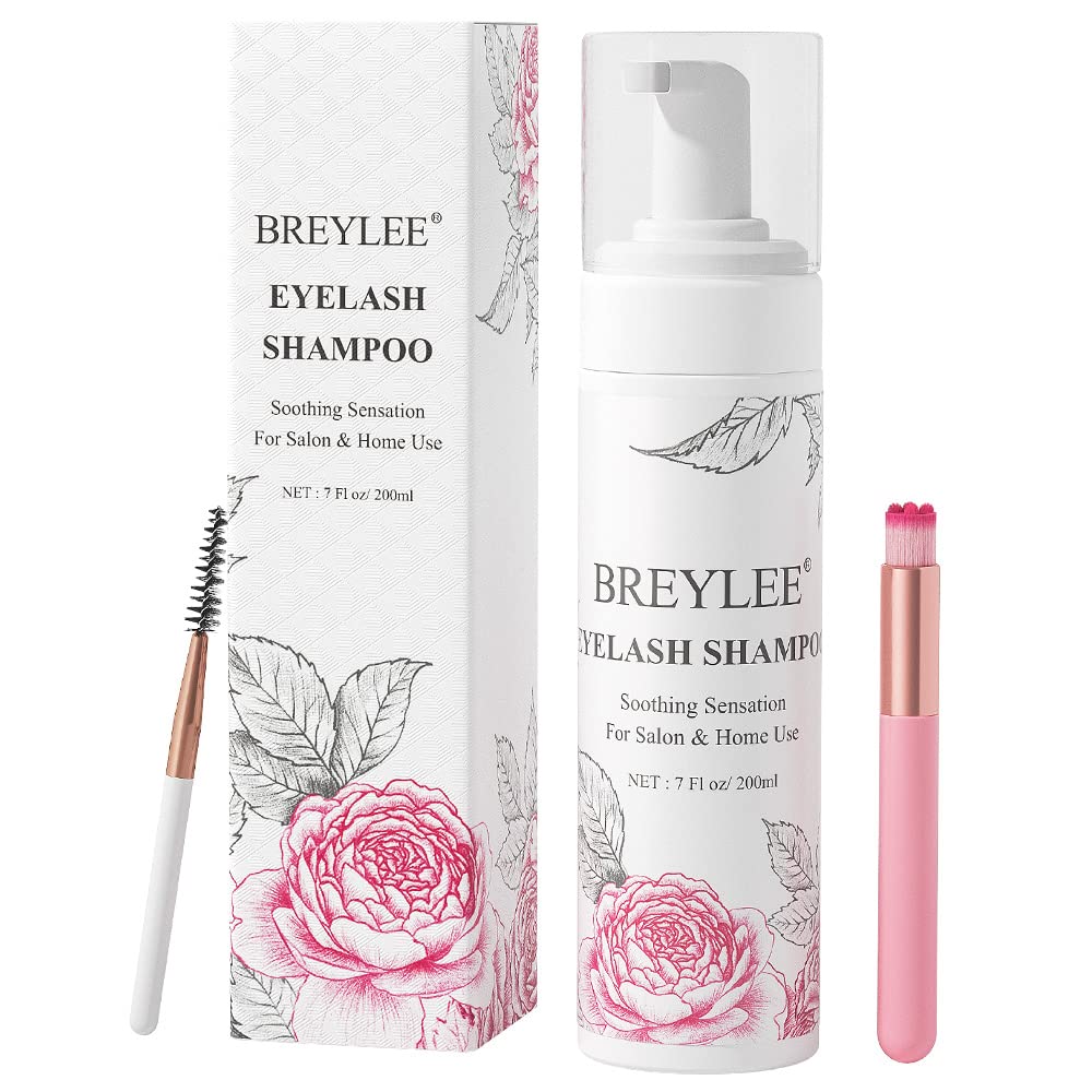 Eyelash Extension Cleanser, BREYLEEEyelash Extension Shampoo Eyelash Extension Foam & Brushes Eyelid Cleanser for Makeup Remover Paraben & Sulfate Beauty and Personal Care BREYLEE Default Title