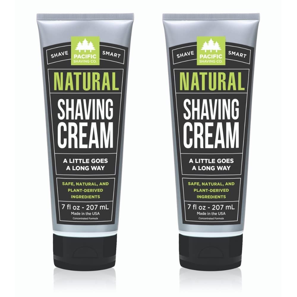 Pacific Shaving Company Natural Shaving Cream - Shea Butter + Vitamin E Shave Cream for Hydrated Sensitive Skin - Clean Formula for a Smooth