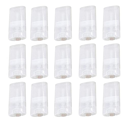 20 Pcs 15ML Clear Empty Plastic Oval Deodorant Containers Lipstick Lip Balm Tubes 0.5 Oz Oval Twist-Up Refillable Tubes BPA Free for DIY Lip Balm