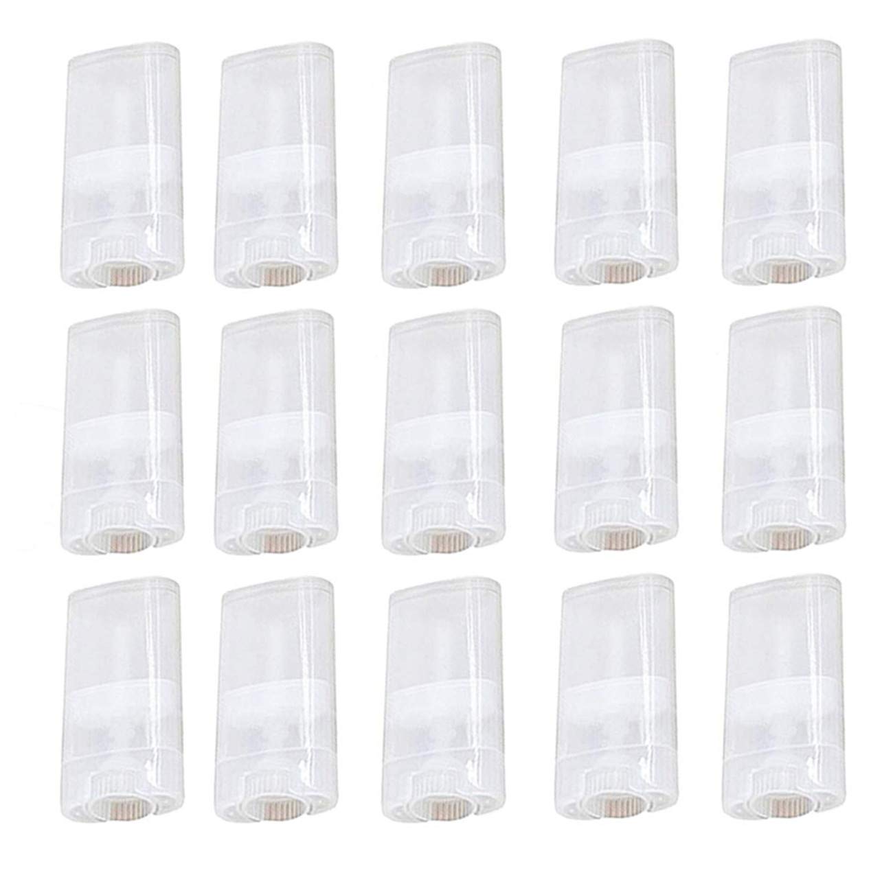 20 Pcs 15ML Clear Empty Plastic Oval Deodorant Containers Lipstick Lip Balm Tubes 0.5 Oz Oval Twist-Up Refillable Tubes BPA Free for DIY Lip Balm