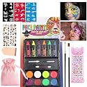 Face Body Painting Kit,Washable Safe Facepaint Makeup Party Pack Including CrayonsPlettes Brushes Pad Stencils for Halloween School Events Birthday