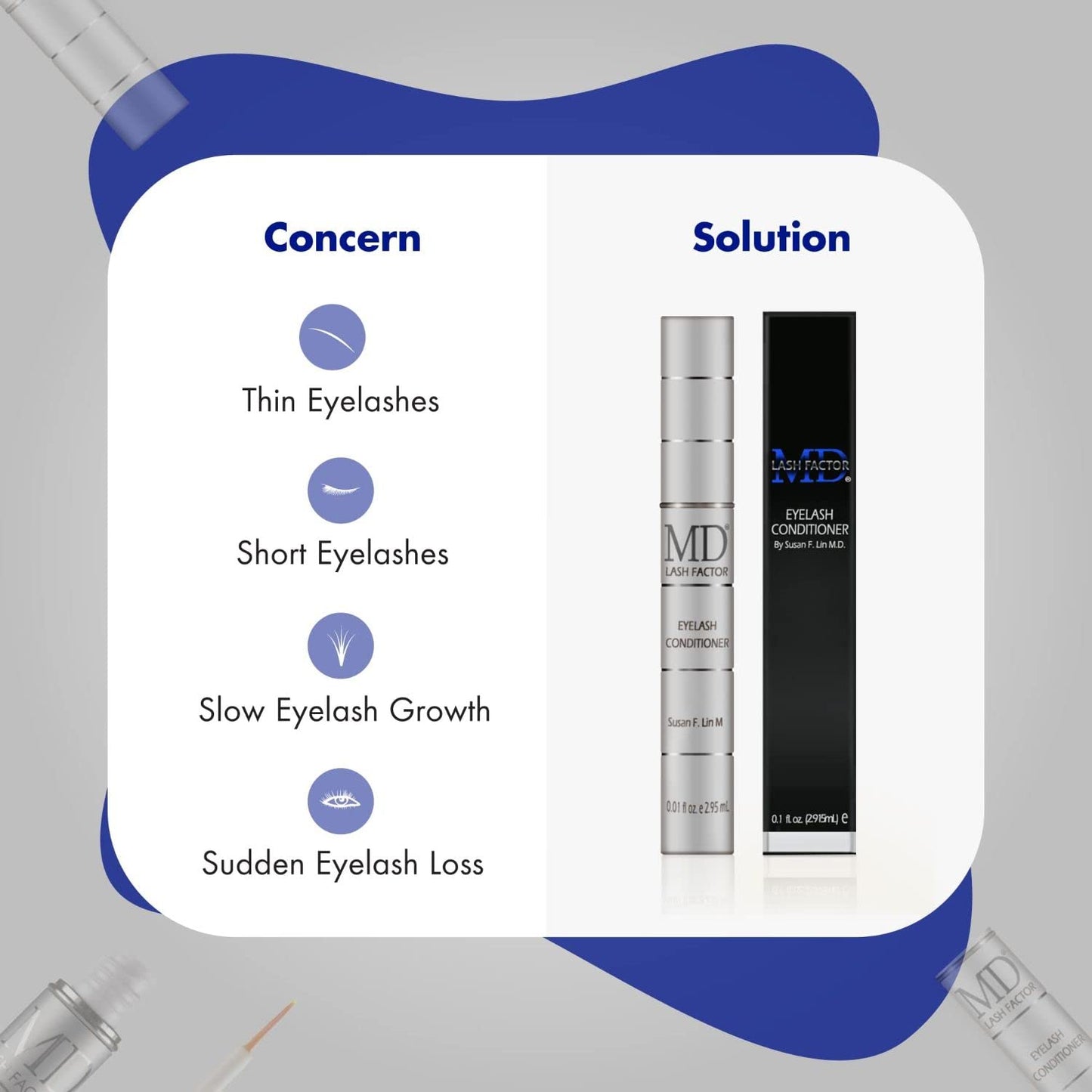 MD Lash Factor Eyelash Conditioner - 0.1 fl oz, 3-Month Supply - Daily Lash Serum with Peptides and Biotin for Thicker Lashes