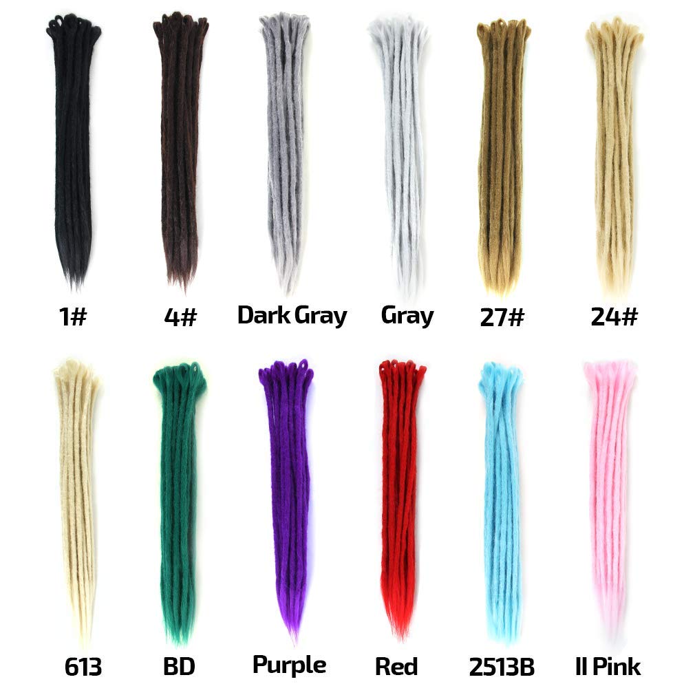 Aosome Dreadlock Extensions 20pcs/Pack Crochet Synthetic Dreads Extension 20inch Black