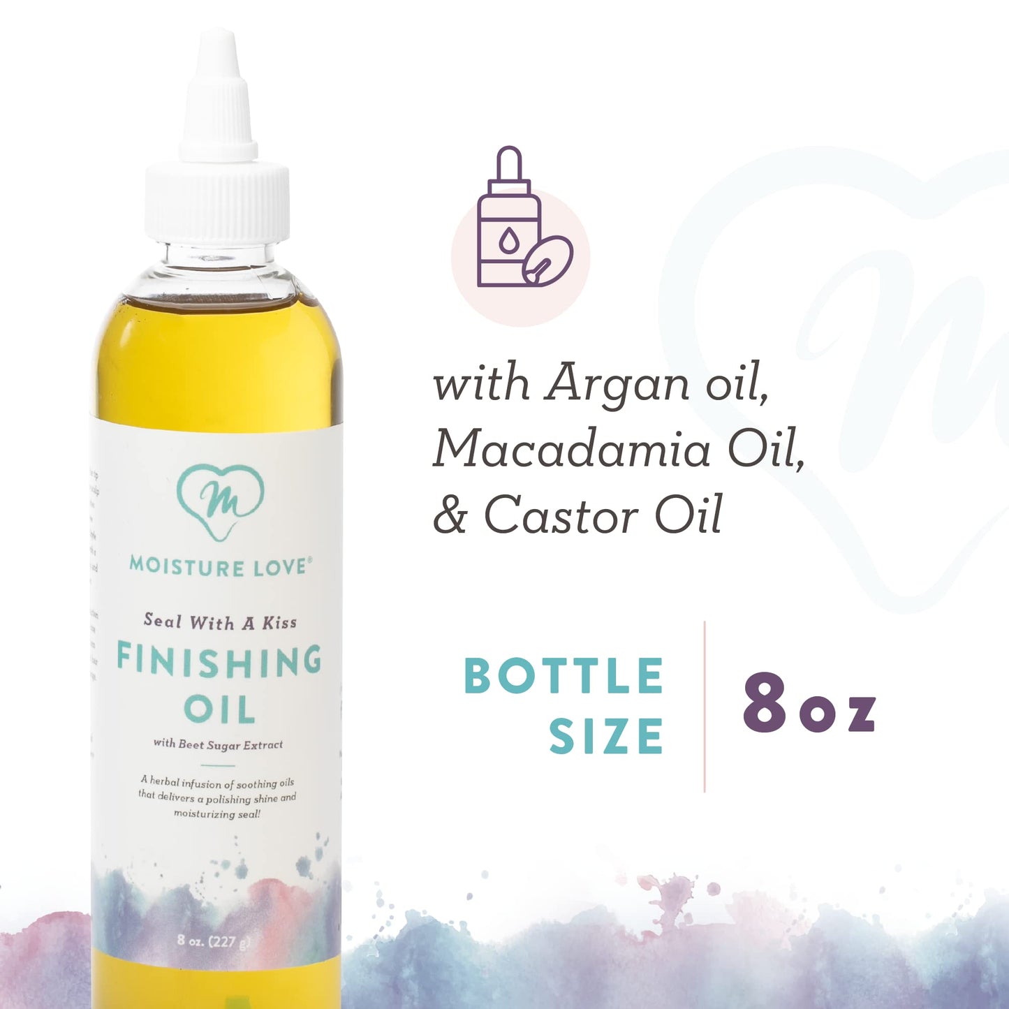 Moisture Love Seal with a Kiss Finishing oil for Hair Moisturizing and Polishing. Curly Hair Care Product with Argan Oil and Castor Oil. Sulfate