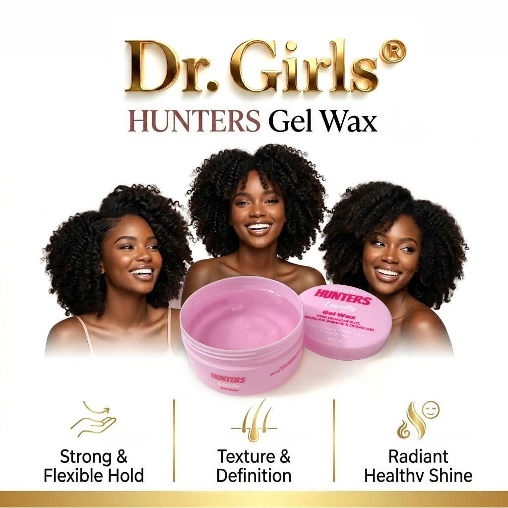 Dr. Girls HUNTERS Edge Control Hair Styling Gel Wax - Strong Hold, Water-Based with Nourishing Biotin & Castor Oil, 5.3 oz (Pink Dragonfruit