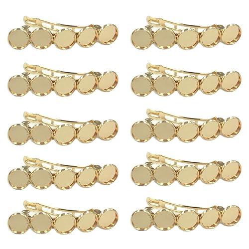 10 Pieces Metal Hair Clips with Blank Round Tray Base Fits 12mm Round Hair Clip Cabochon Settings Hair Barrettes with Blank Hairgrip Base Trays