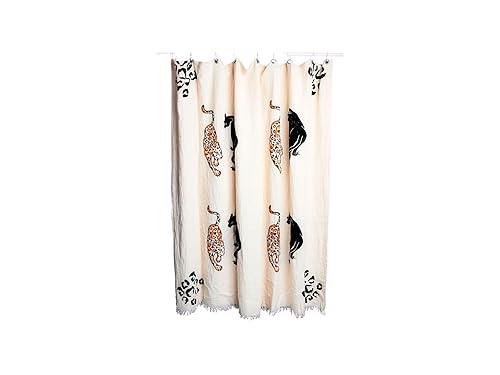 ICONIUM Shower Curtain, Boho, Muslin,Fabric 72-Inch Farmhouse Bathroom Decor with 12 Holes (Leopard)