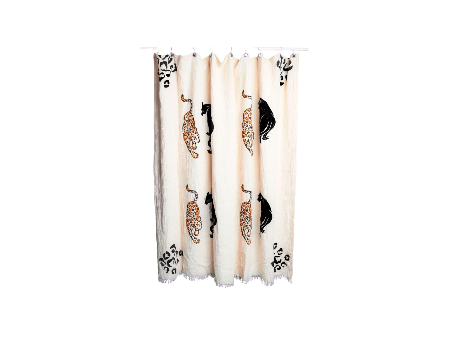 ICONIUM Shower Curtain, Boho, Muslin,Fabric 72-Inch Farmhouse Bathroom Decor with 12 Holes (Leopard)