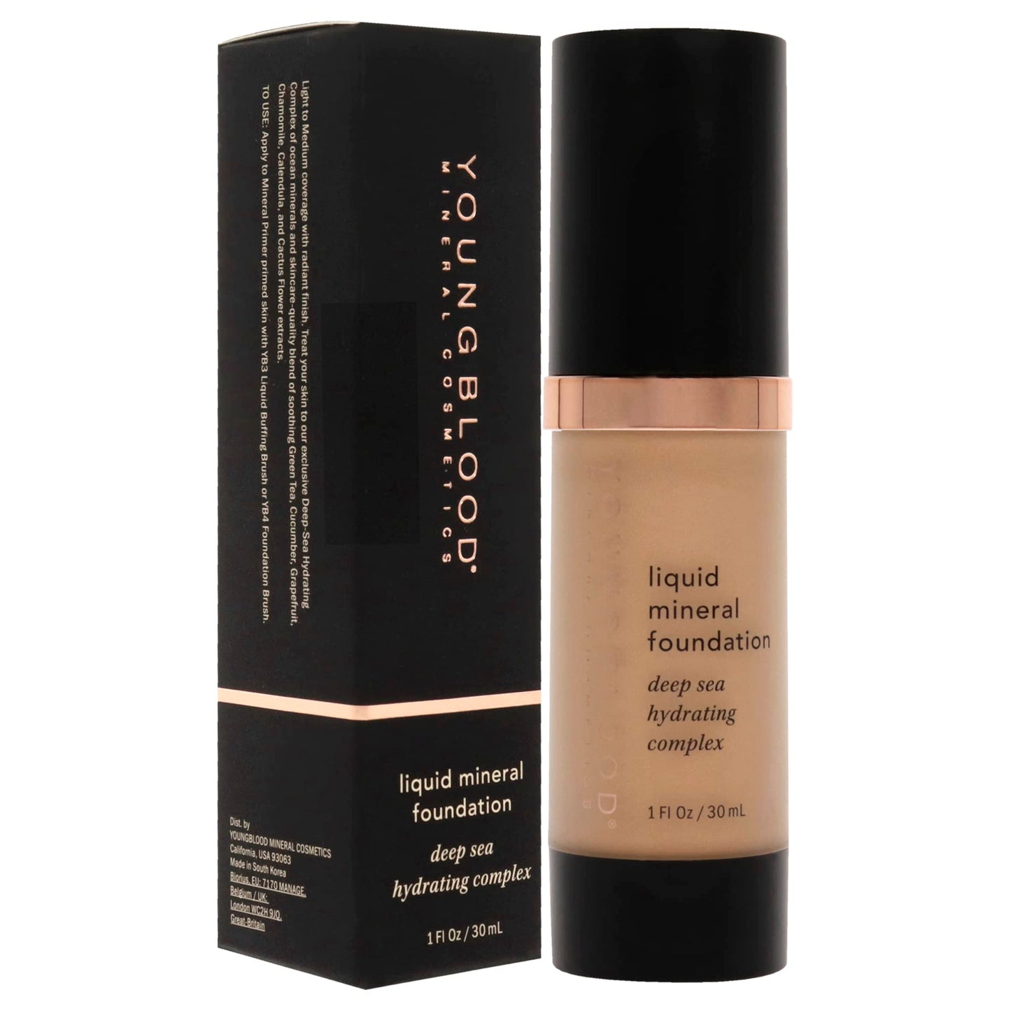 Youngblood Liquid Mineral Foundation, Sun Kissed | Lightweight, Dewy Full Coverage Makeup for Dry Skin | Poreless, Flawless Tinted Glow | Vegan