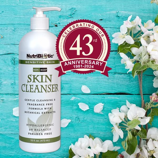 NutriBiotic - Sensitive Skin Non-Soap Skin Cleanser, 16 Oz Twin Pack with GSE (Citricidal) | pH Balanced, Hypoallergenic & Biodegradable | Free