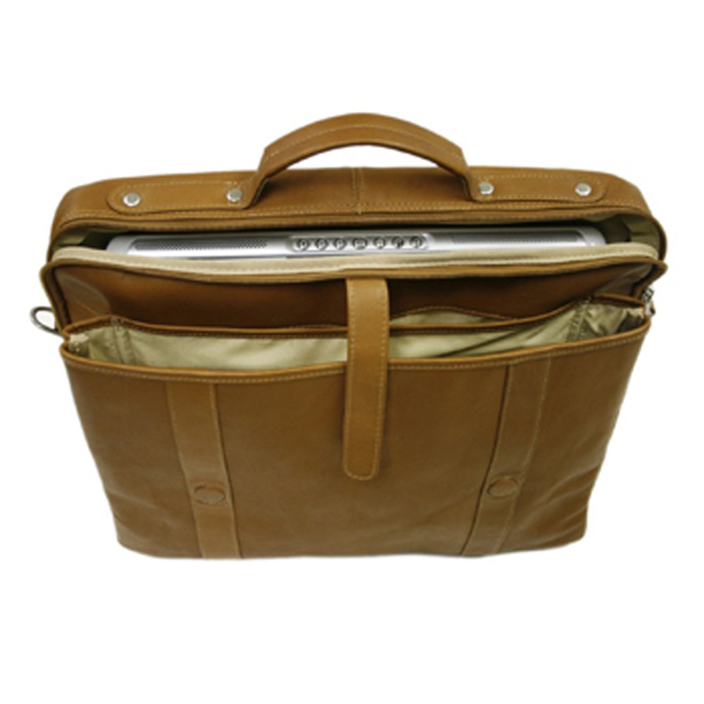 Piel Leather Traditional Flap Portfolio, Saddle, One Size