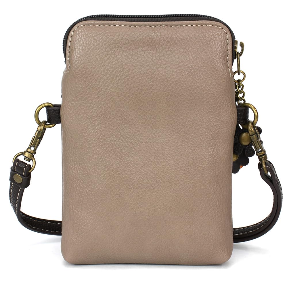 CHALA Cat Collection Cell Phone Crossbody Purse-Women PU Leather/Canvas Multicolor Handbag with Adjustable Strap - Black Cat - warm gray