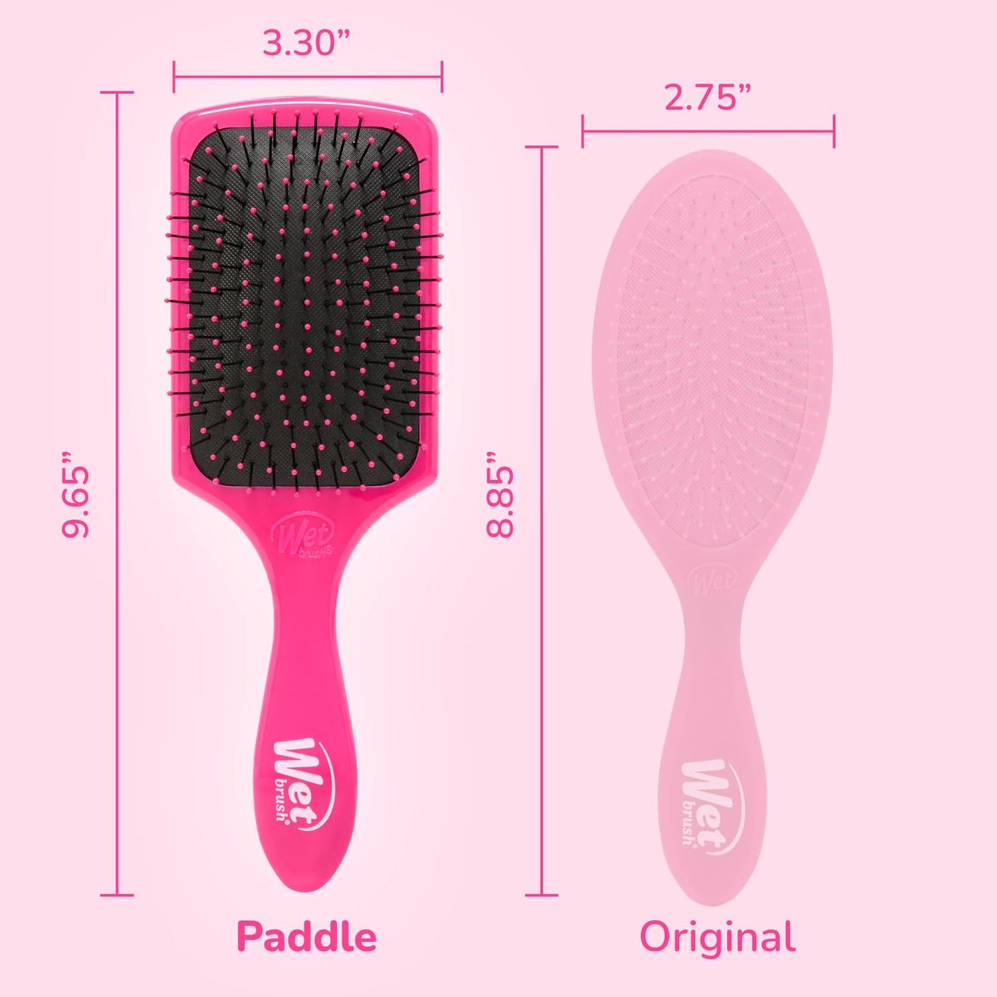 Wet Brush Paddle Detangler Hair Brush, Pink, Ultra-Soft IntelliFlex Bristles with AquaVent Design, Great For Treatment & Mask Application, Women, Men