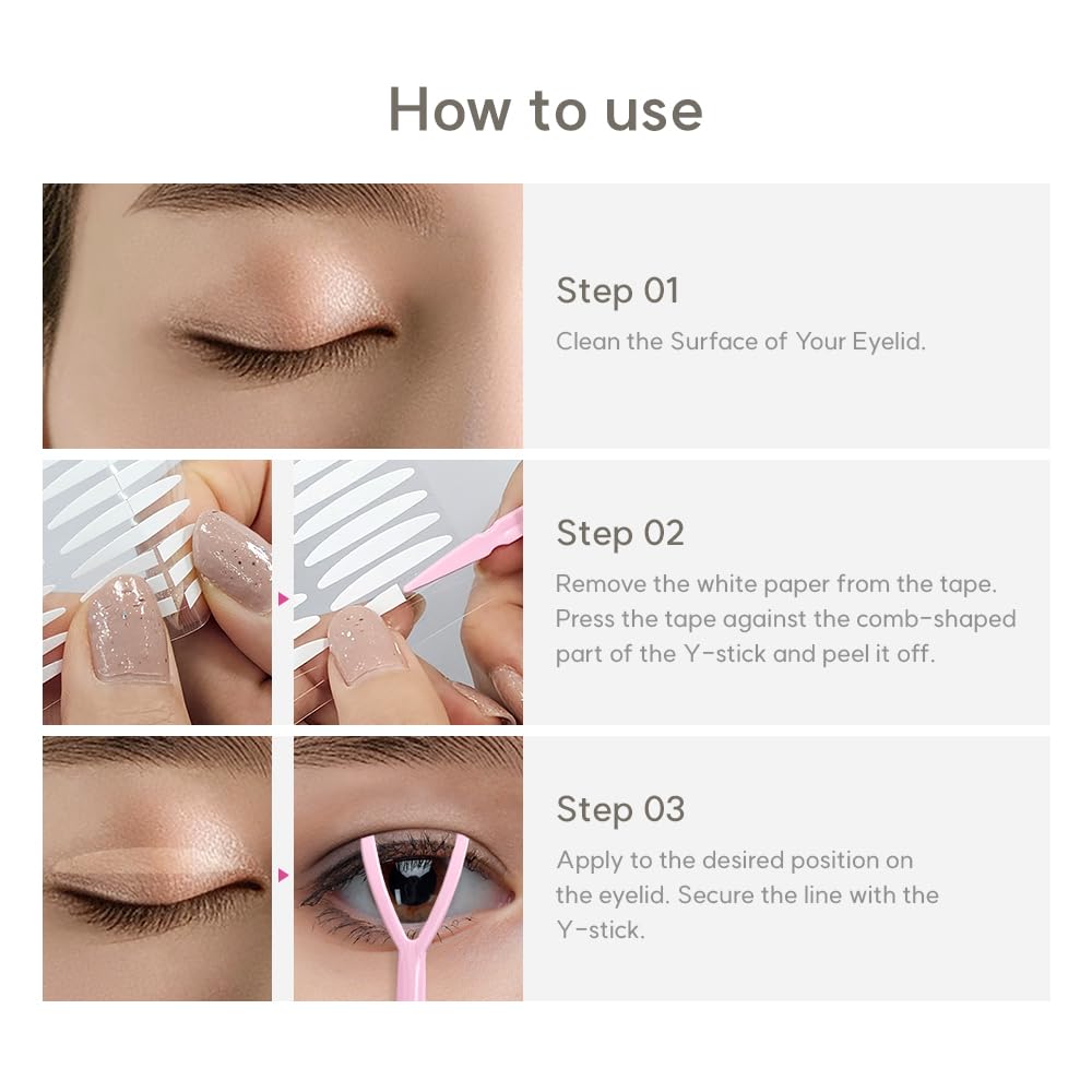 Korean Eye Charm Double Eyelid Tape Hooded Eye Lift - Droopy Eyelid Lifter Eye Lid Strips for Hooded Eyes (Double Sided 3mm 176p)