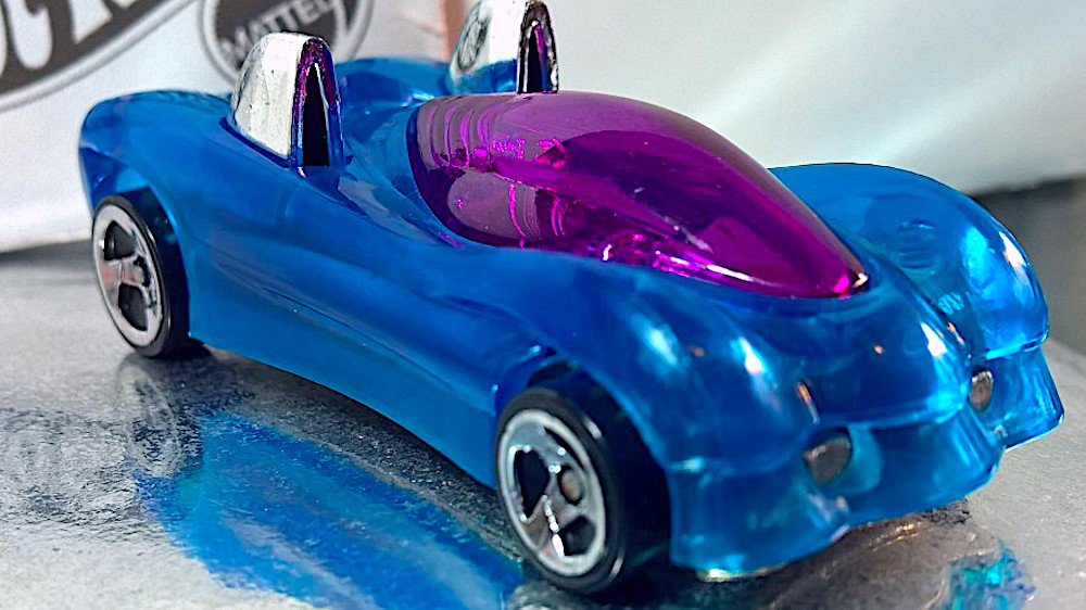 Mattel Hot Wheels 1997 Power Pipes Diecast Vehicle Collector #531 Phantom Racer Series 3 of 4 | Clear Blue Body Purple Tinted Windows Chrome Metal…