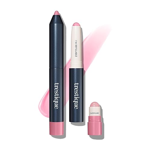 TRE'STIQUE trestique Prime And Shine Lip Crayon, Refillable Shiny Lipstick With Built-in Lip Primer, Clean Beauty Makeup, Lipstick For Women, 2-in-1