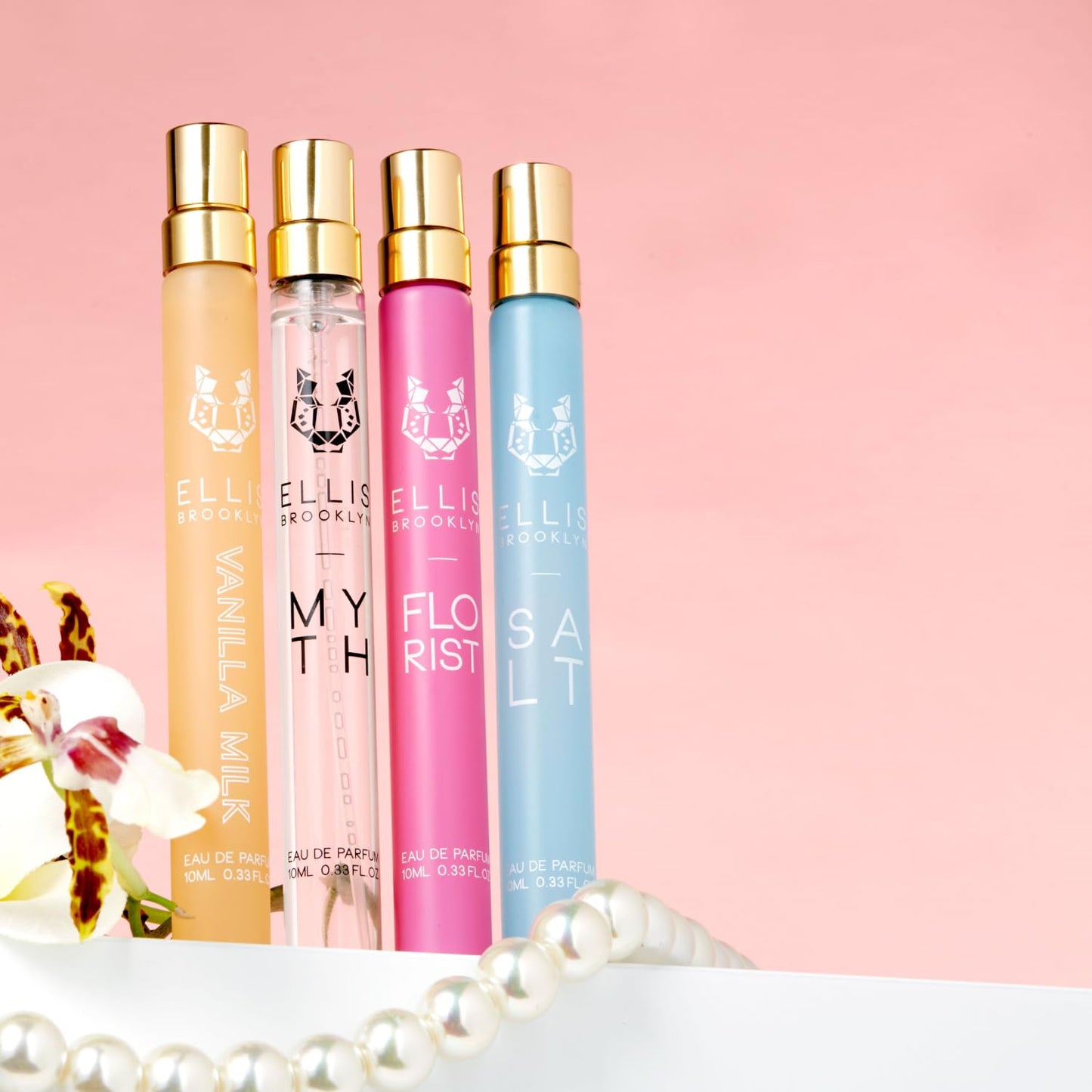 Ellis Brooklyn ROM COM Mini Fragrance Gift Set, Includes 4, 10ml Travel Sprays, MYTH, FLORIST, SALT, VANILLA MILK, Luxury Perfume Gift Set, Vegan